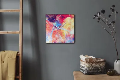 Produktbild von Coloray Hodiny Unikátní 30x30 cm  Tiché hodiny Pro obývací pokoj a kuchyň Nástěnné hodiny Plátno Bílé ručičky hodin - Shrnutí barevného kouře