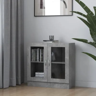 Produktbild von "im " Büroregal modern - Vitrinenschrank stilvolle - Betongrau 82,5x30,5x80 cm Holzwerkstoff - Aktenregal CC20581