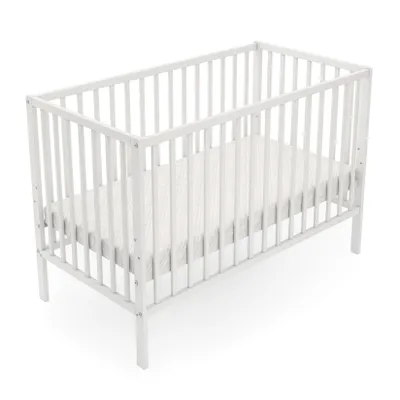 Produktbild von Klassisches Babybett weiß 60x120 cm, 3 herausnehmbare Sprossen, 3 Liegehöhen | ohne Matratze |