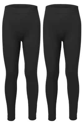 Produktbild von Ladeheid 2er Pack Lange Unterhosen Kinder Jungen für Winter Sport LA40-259 (Schwarz/Schwarz, 146-152)