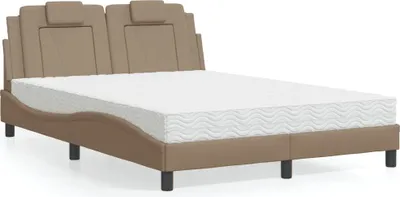Produktbild von vidaXL Bett "Viana" mit Matratze Cappuccino-Braun 120x200 cm Kunstleder
