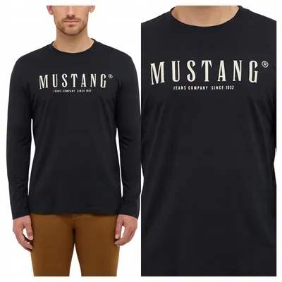 Obrázek produktu pro Mustang | Pánské tričko Asheville, černá barva "Jet Black", dlouhý rukáv, velikost M