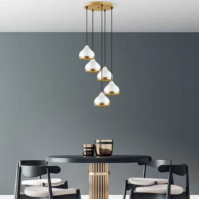 Produktbild von Opviq, Yildo - M-7007, Kronleuchter, Weiß, METALLKÖRPER, 43 x 43 x  25 - 111 cm