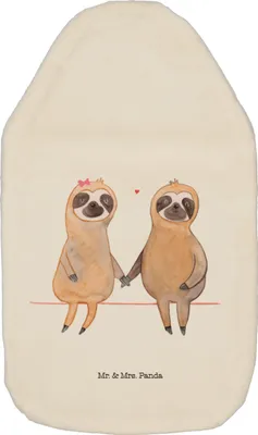 Produktbild von Mr. & Mrs. Panda Wärmekissen Faultier Pärchen - Weiß - Geschenk, Bettflasche, Liebe, Beziehung, Flauschige Wärmflasche, mit Bezug, faul, naturkautschuk