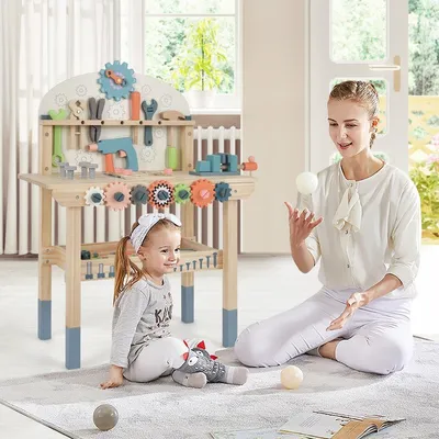 Produktbild von Holzwerkbank für Kinder mit Magnetgestell und Werkzeugset