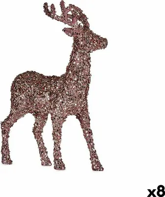 Produktbild von Krist+ Rentier Weihnachtsdekoration Figur Glitter Rosa Gold Kunststoff 15 x 45 x 30 cm (8 Stück)
