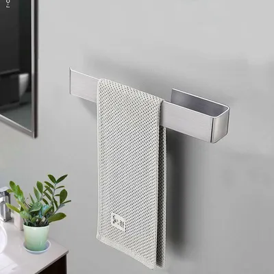 Imagen del producto de Soporte para toallas de acero inoxidable, autoadhesivo, de 25 cm, sin necesidad de taladrar, ideal para baño y cocina