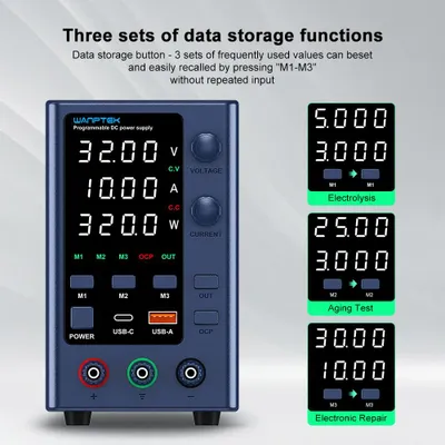 Imagen del producto de Fuente de alimentación de laboratorio ajustable - 30V 10A de salida - Fuente de alimentación de corriente continua - Compacta