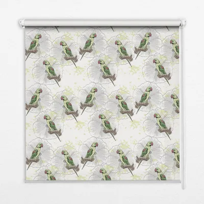 Produktbild von Seitenzug-Rollo Fensterrollo Jalousie - Lichtdurchlässig Springrollos - 90x140 cm - Papageien auf Zweigen
