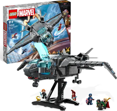 Produktbild von LEGO 76248 Marvel Der Quinjet der Avengers, Spielzeug Superhelden-Raumschiff mit Thor, Iron Man, Black Widow, Loki und Captain America Minifiguren