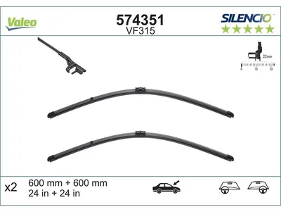 Obrázok produktu pre -1/13 Stieracie lišty VALEO SILENCIO X-TRM (sada 2) (600+600 mm) 574351