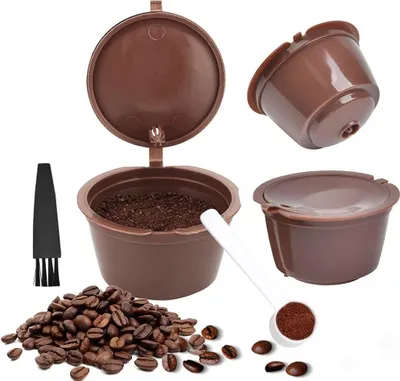 Produktbild von 3pcs Kaffee kapsel Wiederverwendbarer für Dolce Gusto Machine - Nachfüllbare Kaffeekapseln - Kaffeefilter Kaffeepads mit Kaffeelöffel und Reinigungsbürste