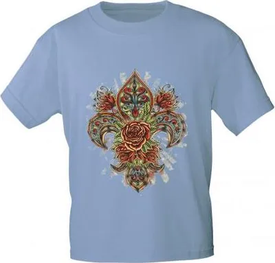 Produktbild von T-Shirt mit Print - Fantasy Rose - 10891 - versch. Farben zur Wahl - S-XXL Color - hellblau Größe - S