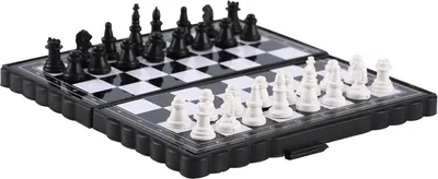 Produktbild von Schachspiel Schachbrett Klappbar Reiseschach Magnetische Schach mit Schachfiguren Reise Magnet Chess Board für Kinder Set Schwarz Retoo