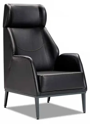 Zdjęcie produktu dla Czarny skórzany fotel, designerski fotel do biura, fotel dla dyrektora, eleganckie meble