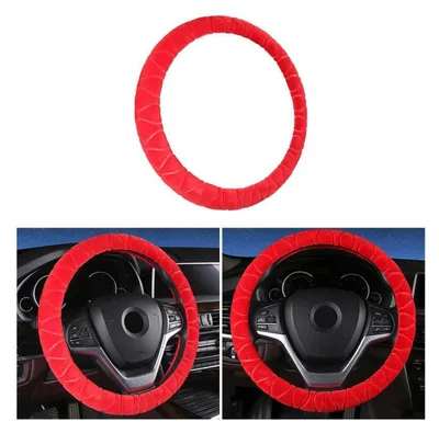 Obrázok produktu pre Poťah na volant z plyšu, 37-38 cm, červený, protišmykový, priedušný, zimný, teplý