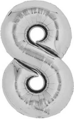 Produktbild von Folienballon Zahl 8, ca. 80 cm, silber, für Luftbefüllung