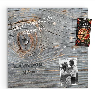 Produktbild von Magnettafel 50x50cm Pinnwand Whiteboard beschreibbar - Holzstruktur Vintage
