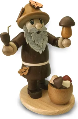 Produktbild von Kuřácká figurka houbaře s košíkem a dýmkou výška 22 cm NOVINKA