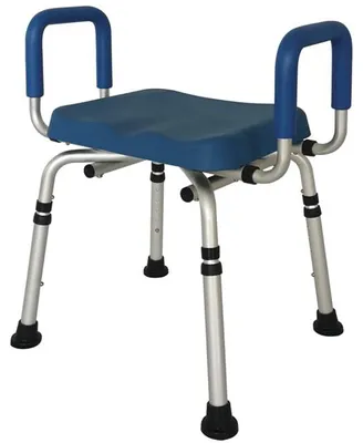 Duschhocker mit Armlehnen, Alu-Rahmen, PU-Sitz, höhenverstellbar, 136 kg