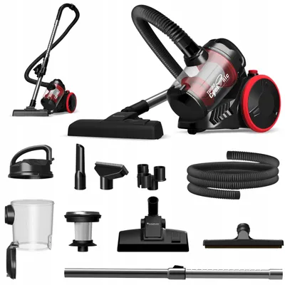 Zdjęcie produktu dla Odkurzacz tradycyjny TurboTronic bezworkowy cyklonowy mocny szczotka do paneli 700w Czerwony