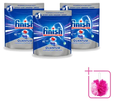 Produktbild von 3 x Finish Quantum Powerball Vaatwastabletten – 40 Tabs - Sparpackung - 3 Stücke