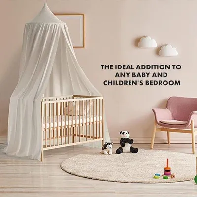 Productafbeelding van Famanu Baldachin voor kinderkamer, 245 cm - verkrijgbaar in 5 kleuren - Bedgordijn voor meisjes, jongens en baby's - Gordijnen voor hemelbed - Muggennet voor tweepersoonsbed - Hemelbedovertrek