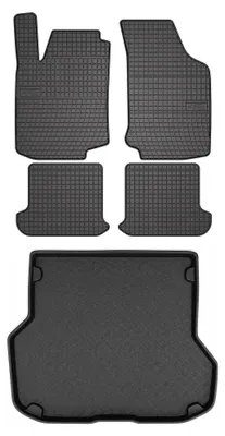 Image de Tapis en caoutchouc + bac de coffre pour Volkswagen Golf III 1993-1999 (break) – 5 pièces, noirs, sur mesure