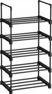 Zdjęcie produktu dla Szafka na Buty Czarna Regał Modułowy Metalowy Stojak do Przedpokoju 5 Półek