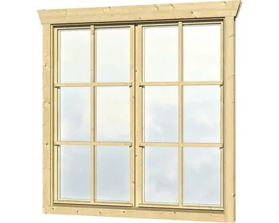 Produktbild von Doppelfenster für Gartenhaus 28 mm SKAN HOLZ 2x57,5x123,5 cm natur