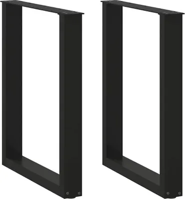 Obrázok produktu pre Nohy k jedálenskému stolu v tvare U, 2 ks, čierne, 70 x (72-73) cm, oceľové