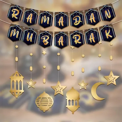 Produktbild von Sada dekorácií na ramadán Eid Mubarak girlandy a transparenty zlaté