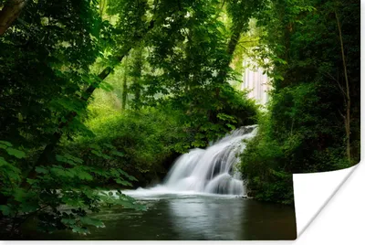 Produktbild von MuchoWow® Poster Wasserfall - Natur - Grün 180x120 cm - Fotoplakat