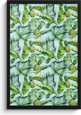 Produktbild von MuchoWow® MuchoWow® Gerahmtes Poster Vintage - Ananas - Blätter 40x60 cm - Poster mit zchwarzem Bilderrahmen - Papierdruck - Wandbilder