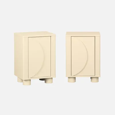 Produktbild von sweeek - 2er-Set Nachttische mit Holzdekor und umkehrbarer Tür - Beige