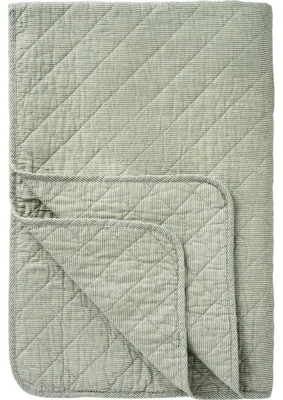 Produktbild von Ib Laursen Tagesdecke Quilt Weiß Staubig Grün gestreift (130x180cm)