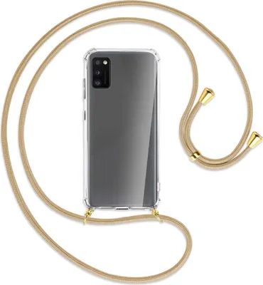 Produktbild von Handykette Backcover-Schutzhülle mit Band (Metall goldfarben) für Samsung Galaxy A41 (A415) - caramel