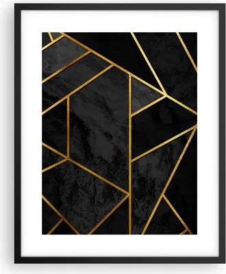 Produktbild von Gerahmtes Poster - Schwarzer Rahmen - Abstraktion Gold Schwarz - 40x50 cm - Wand Bild - Wanddeko - Wandbilder - Wandposter - Bilderrahmen - Bilder - Kunstdruck - Wandbild - P2BPA40x50-4358