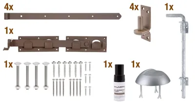 Immagine prodotto di Alberts 302085 Serie di raccordi DURAVIS® , per cancelli a due ante, in tre colori, con rivestimento duplex marrone-ruggine