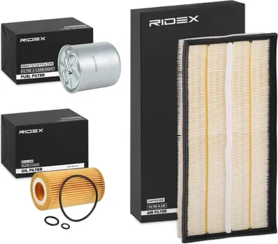 Produktbild von RIDEX Filterset Inspektionspaket Filtersatz für VW Golf V Schrägheck (1K1) passend für MERCEDES-BENZ B-Klasse (W245) VIANO (W639) VITO Bus (W639)