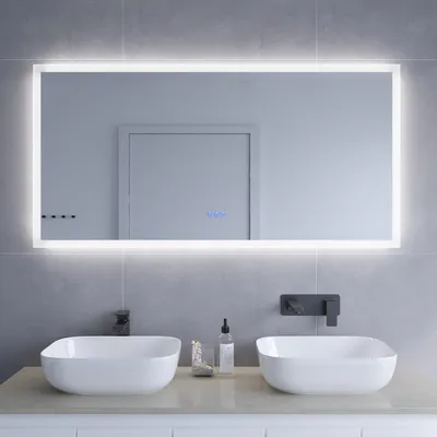 Produktbild von Badspiegel mit beleuchtung 140x70 cm Spiegel Touch Sensor Dimmbar Kaltweiß 6400K Warmweiß 3000K ECHOS-Serie Typ C | AQUABATOS