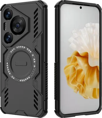 Produktbild von Magnetisch Hülle für Huawei Pura 70 Pro, Hybrid PC TPU Bumper Stoßfestes Loch Wärmeableitung Handyhülle Schwarz