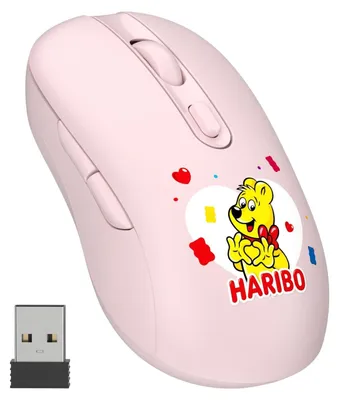 Produktbild von HARIBO Kabellose Maus Bluetooth 3 5 und 2400 MHz einstellbare DPI Rosa