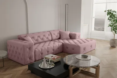 Produktbild von Ecksofa Designersofa CHANTAL in Stoff Opera Velvet Pink Ottomane Rechts
