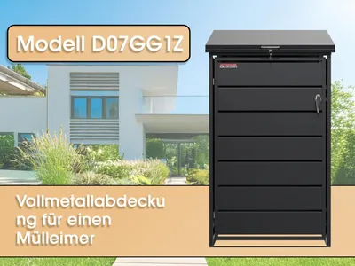 Produktbild von Mülltonnenunterstand D07GG1Z, mit zwei Schlössern gegen Wind und Diebstahl, anthrazit