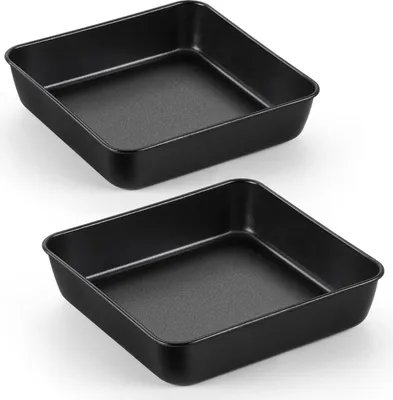 Zdjęcie produktu dla Joyfair kwadratowa forma do ciasta zestaw 2 nieprzywierających foremek ze stali nierdzewnej 21x21x5cm