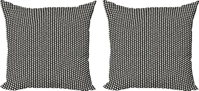 Obrázok produktu pre ABAKUHAUS Sada obliečok na vankúš (2 ks), ručne kreslený geometrický vzor Jumble Circle na sivom pozadí, 50 x 50 cm, koksová sivá slonovina