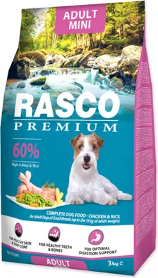 Productafbeelding van Rasco Premium Adult Mini, droogvoer voor kleine volwassen honden, met kip en rijst, 3 kg