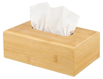 Imagen del producto de Caja de pañuelos de bambú y madera, 23 x 12 x 8 cm, ideal para la oficina