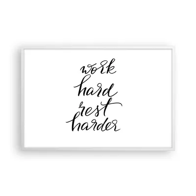 Produktbild von Gerahmtes Poster - Weißer Rahmen - Hart Arbeit Ruhe - 91,5x61 cm - Wand Bild - Wanddeko - Wandbilder - Kunstposter - Wandposter - Bilderrahmen - Bilder - Kunstdruck - Wanddekoration - P2WAA91x61-4558